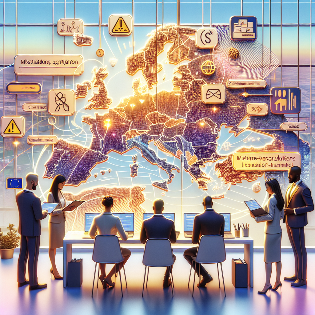 EU Expansion Localization visual showing business team reviewing European market strategy with cultural notes and translation checks.