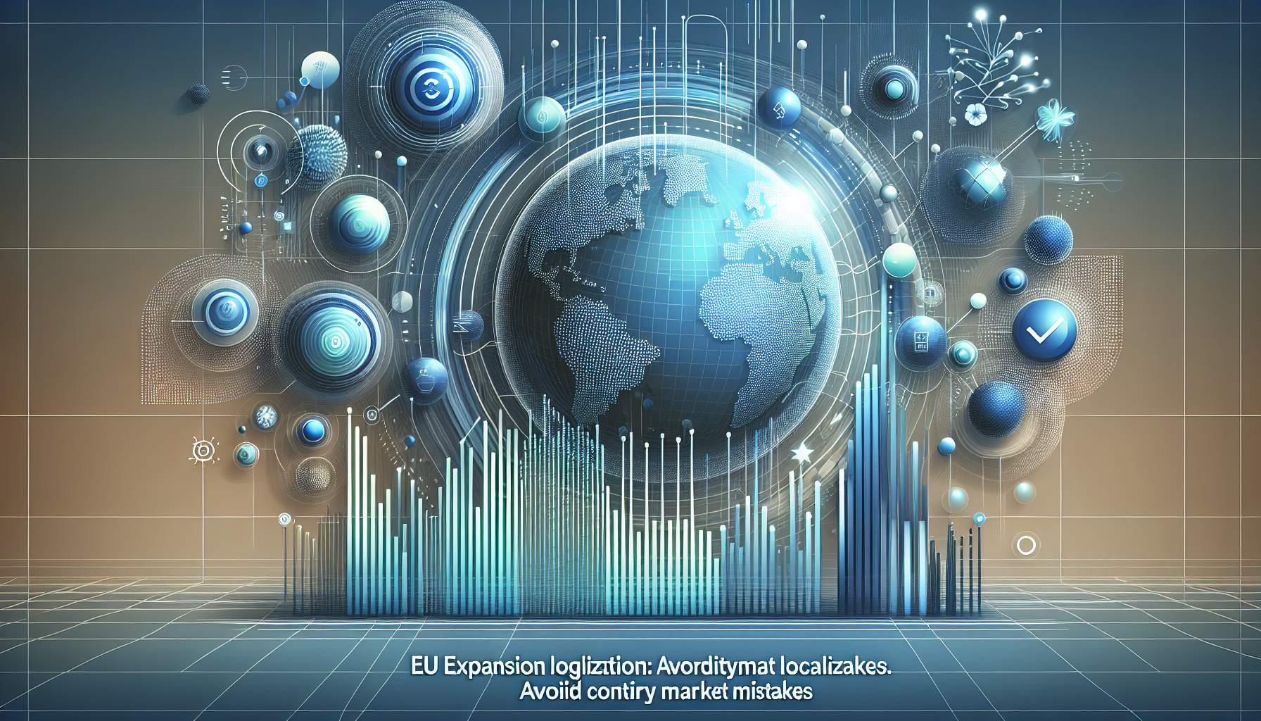 Illustration of experts addressing EU localization mistakes with maps, translations, and cultural references.