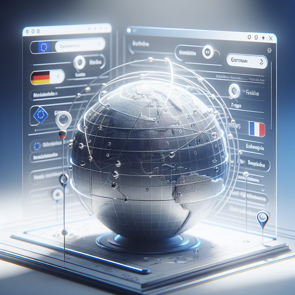 A visual representation of multilingual site cloning showing multiple EU languages on a website interface for international market expansion.
